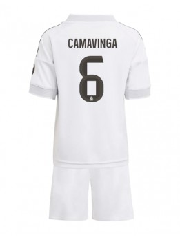Real Madrid Eduardo Camavinga #6 Replika Hemmakläder Barn 2025-26 Kortärmad (+ byxor)